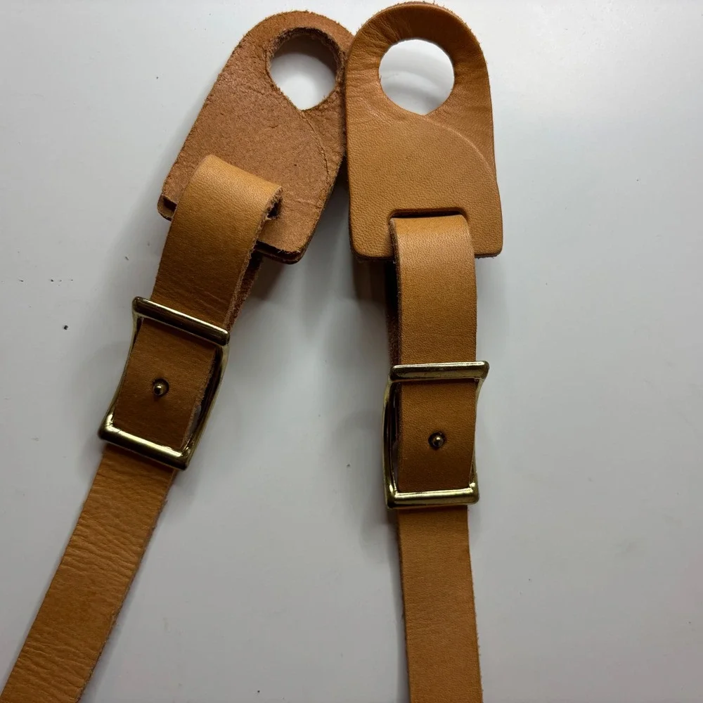 Vintage Longaberger Leather Basket Purse Backpack Strap Braided Tan Adjustable